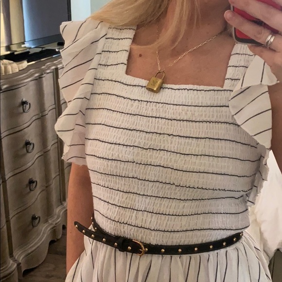 Pinstriped Flutter Dress - Picture 6 of 8